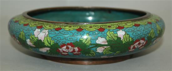 A Chinese cloisonne enamel compressed circular bowl, early 20th century, 21.5cm